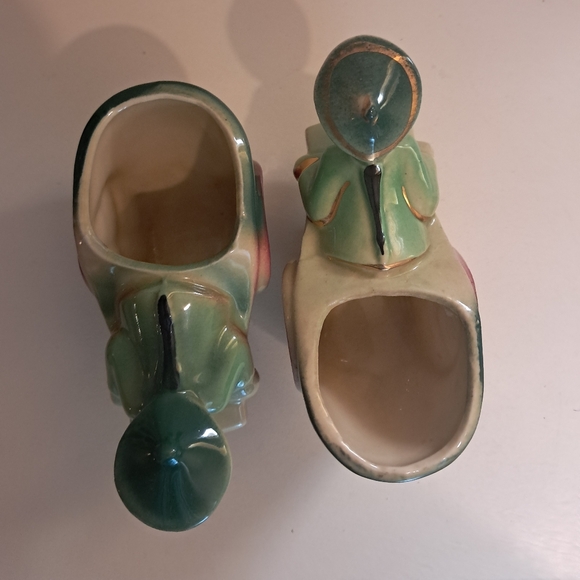 Vintage Set Shawnee Pottery Planter Asian Man Rickshaw Cart #539 USA Ceramic - Picture 13 of 13